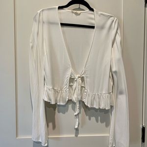 LA Hearts Long Sleeve Ruffle Accented Crop Top